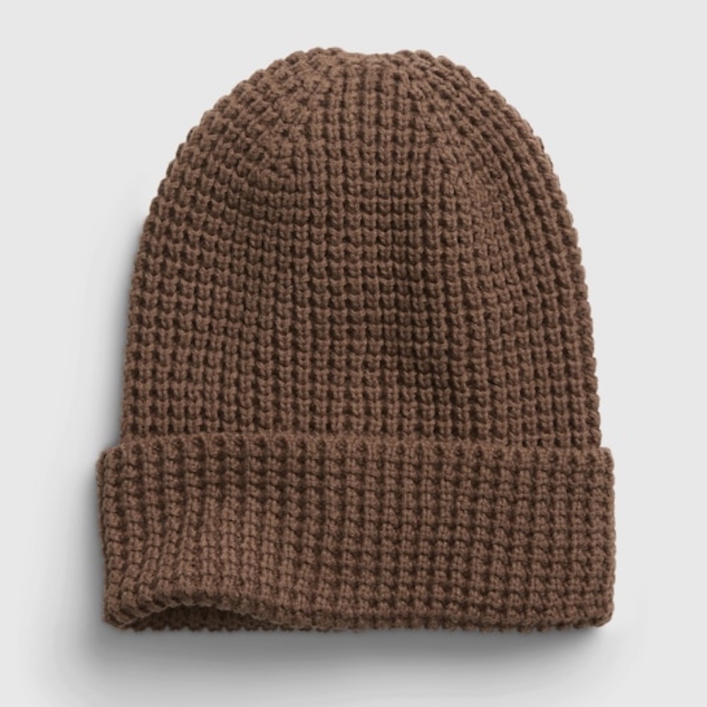 NWT matching Gap Waffle-Knit beanies adult/kid in espresso brown